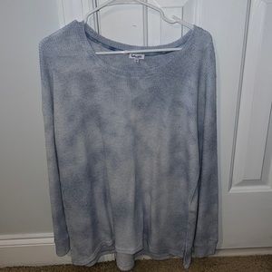 Light blue tie die waffle knit sweater